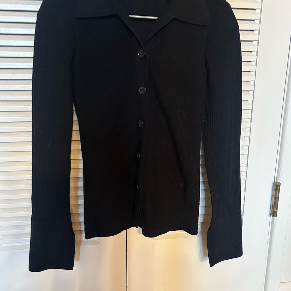 Frame Denim Black Ribbed Knit cardigan
